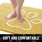 Smiry Dog Door Mat for Muddy Paws, Absorbent Dirt Trapper Non Slip Quick Dry Washable Chenille Mat for Mud Dogs, Entry Rug for Indoor and Outdoor (48x30 Inches, Yellow and White)