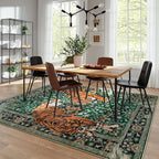 Moynesa Tiger Washable Rugs, 8x10 Area Rugs for Living Room, Soft Large Vintage 8x10 Bedroom Green Rug, Botanical Non Slip Ultra Thin Floor Carpet for Dining Room Home Office
