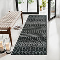 Lahome Moroccan Black Area Rug Non-Slip Low-Pile Washable Entryway Rug Kitchen Bath Mat 2'x4' Geometric Print Carpet for Hallway Bedroom