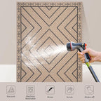Tangsoo Modern Easy Jute 4x6 Outdoor Rug for Living Room,Ultra Thin Washable Area Rug,Geometric Indoor Carpet Farmhouse Non-Slip Throw Mat for Bedroom Dining Room Patio Front Porch