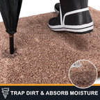 PURRUGS Dirt Trapping Door Mat 31.5" x 70", Non-Slip Machine Washable Entry Rug, Shoe Scraper, Dog Doormat, Super Absorbent Welcome Mat for Front & Back Door, Muddy Shoes & Paws, Brown-Light Cream