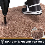 PURRUGS Dirt Trapping Door Mat 34" x 59", Non-Slip Machine Washable Entry Rug, Shoe Scraper, Dog Doormat, Super Absorbent Welcome Mat for Front & Back Door, Muddy Shoes & Paws, Brown-Light Cream