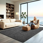 HQAYW 5x7 Area Rugs for Living Room Bedroom, Modern Thickened Memory Foam Soft Rug, Indoor Low Pile Minimalist Washable Non Slip Carpets for Kids Girls Boys Nursery Dorm Home Decor, Dark Grey
