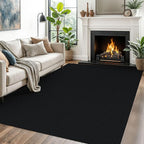 EARTHALL Washable Area Rugs 5x7 Ft Non Slip Living Room Rugs Cotton Rubber Backed Dining Room Rug Braided Bedroom Rugs Indoor Outdoor Floor Carpet for Living Room, Bedroom, Dining Room, Black