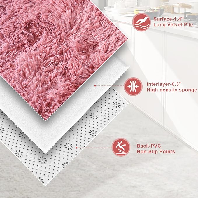 Blush Fluffy Area Rugs for Living Room, Soft Shaggy Carpets for Living Room, Upgrade Anti-Skid Fuzzy Rugs for Kids' Room, Perfect Decor for Modern Home 5x7 Feet