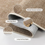LBRO2M Easy Jute Solid Area Rug 4X4 Round Washable Rugs for Living Room Dining Room Bedroom Natural Jute Look Indoor Outdoor Rug Durable, Solid Non Shedding Eco Friendly (4X6 Natural)
