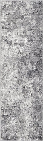 3X8 Washable Runner Rug for Hallway: Soft Neutral Modern Abstract Area Rug - Non-Slip Low Pile Long Throw Indoor Carpet for Kitchen Entryway Kitchen Bedroom Laundry Bathroom - Grey