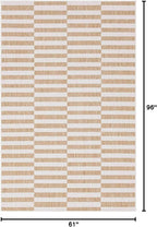 Unique Loom Outdoor Striped Collection Area Rug - Striped (5' 1" x 8' Rectangle, Taupe/Ivory)
