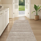 Nakagishi Area Rug Living Room Rugs: 3X8 Machine Washable Boho Large Neutral Farmhouse Stain Resistant Moroccan Indoor Floor Carpet for Bedroom Nursery Dorm Dining Room Home-Dark Brown