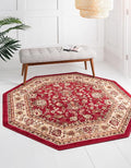 Unique Loom Sialk Hill Collection Area Rug - Washington (7' 11" Octagon Burgundy/Cream)