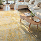 Ompaa Living Room Rug 8x10 Area Rugs Washable Abstract Boho Large Carpet Non-Slip Non-Shedding Faux Wool Indoor Vintage Rug for Bedroom, Classroom, Dining Room, Kids Playroom (Orange, Silver & Gray)