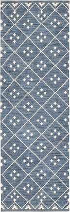 Dash & Albert Kota Indigo Handwoven Wool Rug, 2.5 X 8 Feet, Blue Geometric Pattern