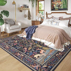 Rugcomf 8x10 Area Rugs Vibrant Tree of Life-Patterned Vintage Washable Area Rug Non Slip Low Pile Large Rug for Bedroom Farmhouse Dining Room Kids Playroom, Blue