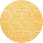 Unique Loom Trellis Frieze Collection Area Rug - Geometric (5' 1" Round Yellow/Ivory)