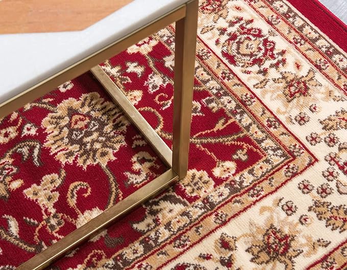 Unique Loom Sialk Hill Collection Area Rug - Washington (9' x 12' Rectangle Burgundy/Cream)