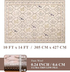 YIHOUSE Beige Floral Print Rugs, Moroccan Trellis 10x14 Washable Large Rug, Modern Pastel Non Slip Ultra-Thin Area Rug for Classroom, Nursery Playroom,Dorm,Bedroom,Living Room, Beige Multi