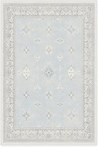 RUGGABLE Washable Vintage Area Rug – Verena Soft Blue 4x6, Stain-Resistant, Non-Slip – Medium Machine Washable Rugs for Living Room, Bedroom, Hallway, Entryway & Office–with Standard Pad