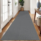 Braided Runner Rug 3x12 Ft Washable Runners for Hallways Non Slip Rubber Backed Kitchen Runners Cotton Long Entryway Runner Indoor, Woven Carpet for Hall Kitchen Entryway, Dark Grey/Grey