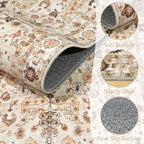 8x10 Washable Area Rugs Ultral Soft Non-Slip Stain Resistant Vintage Boho Large Carpet for High-Traffic Living Room & Dining Room