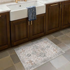 Area Rug 2x3 Doormat, Machine Washable Low Pile Rugs, Small Retro Entryway Mat for Entrance, Hallway, Kitchen and Corridor, Light Taupe Brown