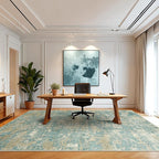 WITSHOCK Living Room Area Rugs 10x12：Modern Abstract Machine Washable Large Rug for Bedroom Dining Room Non-Slip Stain Resistant Home Office Decor,Teal Brown
