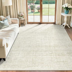 5x7 Area Rugs for Living Room, Washable Large Area Rug Neutral Modern Abstract Bedroom Rug Soft Non Slip Low Pile Stain Resistant Indoor Carpet for Nursery Kids Dining Room Office(Beige, 5'x7')