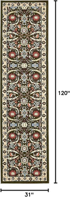 Unique Loom Espahan Collection Area Rug - Cape Cod (2' 7" x 10' Runner, Green/ Black)