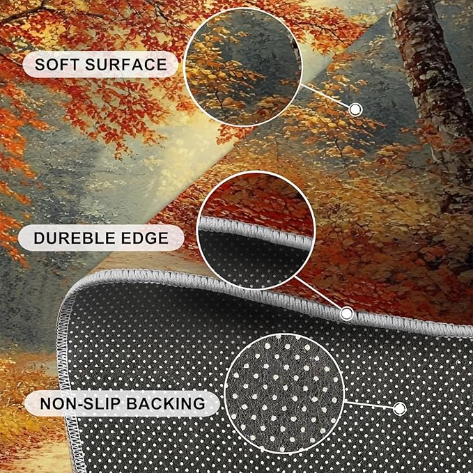 3x4 Autumn Forest Rugs for Entryway - Natural Landscape Kids Bedroom Rug, Forest Path Mudroom Rug Soft for Coffee Shop Living Room Under Table Game Room