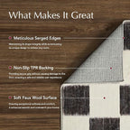 EVERGRACE Checkered Plaid Area Rug 8x10, Soft Fuzzy Faux Wool Rugs Washable Anti Slip Rugs Large Rug Carpet for Entryway Bedroom Living Room Hallway Kitchen and Laundry Room, Black and White