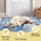COMSLE Door Mat Soft Absorbent Indoor Front Entryway Rug Machine Washable Entrance Mats for Muddy Paws Non Slip Throw Rugs 24" x 36" Doormat for Inside Foyer Bedroom - Blue