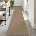 IOHOUZE Washable Runner Rug 2x12 Non Slip Rubber Backed Extra Long Hallway Runner Entryway Runner Indoor, Kitchen Rugs Woven Cotton Floor Carpet for Hall Stair, Orange/Tan/Brown