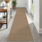 IOHOUZE Washable Runner Rug 2x12 Non Slip Rubber Backed Extra Long Hallway Runner Entryway Runner Indoor, Kitchen Rugs Woven Cotton Floor Carpet for Hall Stair, Orange/Tan/Brown