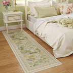 Rugcomf 2x6 Runner Rug Impressionist-Style Vintage Kitchen Rugs Non Slip Washable Soft Carpet Runner for Kitchen Laundry Bedroom Bathroom, Beige