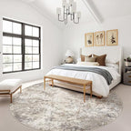 10ft Round Area Rug Living Room Rugs - 10x10 Washable Large Neutral Modern Abstract Soft Thin Rug Indoor Floor No Slip Rug Carpet for Bedroom Under Dining Table Home Office Decor - Brown Grey