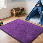 Purple Fluffy Rug Shaggy Area Rug, 4x6 Area Rugs for Girls Bedroom, Soft Cute Baby Play Mat, Indoor Floor Carpet for Teen, Nursery, Preppy Dorm, Plush Aesthetic Bedside Rug