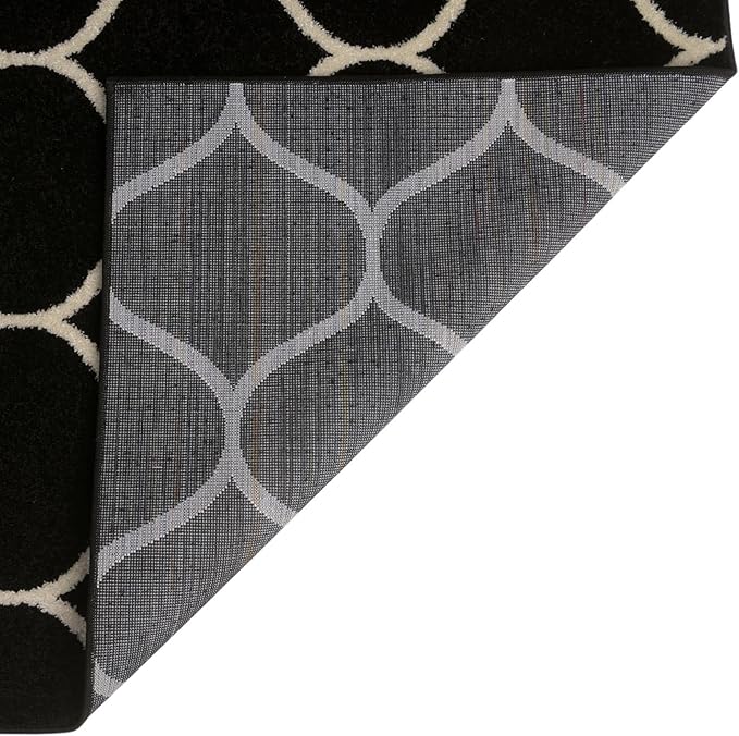 Rugs.com Lattice Frieze Collection Rug – 3' 3 x 5' 3 Black Medium Rug Perfect for Living Rooms, Large Dining Rooms, Open Floorplans