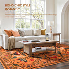 Moynesa Area Rugs 9x12 Fall Home Decor, Bohemian Scandinavian Modern Country Aesthetic Floral Bird Medallion Carpet for for Living Room Bedroom Dining Room,Non-Slip Washable Floor Protection