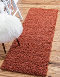 Unique Loom Solid Shag Collection Area Rug (2' 6" x 16' 5" Runner, Terracotta)