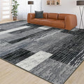 Large Area Rugs,Modern Geometric Patchwork Floor Decor for Bedroom Aesthetic Carpet, Rockwood Collection, Indoor Rugs for Living Room, Dining Room, Nursery, Office, Machine Washable Rug,5x8 Ft Grey