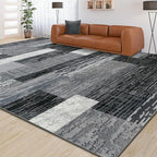 Large Area Rugs,Modern Geometric Patchwork Floor Decor for Bedroom Aesthetic Carpet, Rockwood Collection, Indoor Rugs for Living Room, Dining Room, Nursery, Office, Machine Washable Rug,5x8 Ft Grey