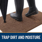 OLANLY Dog Door Mat for Muddy Paws 44x24, Absorbs Moisture and Dirt, Absorbent Non-Slip Washable Doormat, Quick Dry Chenille Mud Mat for Dogs, Entry Indoor Entryway Carpet for Inside Floor, Mocha
