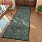 Lahome Floral Washable Runners for Hallways, 2x6 Runner Rug Non Slip Ultra-Thin, Boho Soft Hallway Rug Forest Green Carpet for Kitchen Bedroom Bathroom Laundry Room, Dark Green