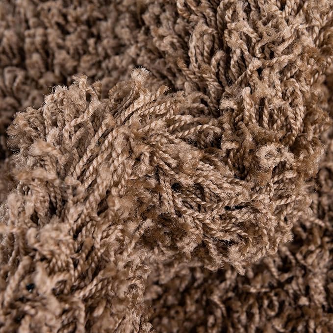 Unique Loom Solid Shag Collection Area Rug (3' 3" Round, Sandy Brown)