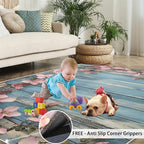 3x4 Vines Rugs for Entryway - Vintage Wood Panels Kids Bedroom Rug, Rural Flowers Mudroom Rug Soft for Coffee Shop Living Room Under Table Game Room