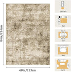 5x7 Machine Washable Area Rug for Living Room, Brown Modern Vintage Abstract Rug Large Non-Slip Low Pile Soft Faux Wool Carpet, Kids and Pets Friendly for Bedroom Dining Room Farmhouse Home Decor Rug