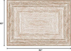 Phantoscope Washable Area Rug 5'x7' Non-Slip, Modern Neutral Boho Rugs for Living Room, Bedroom, Dining Room, Distressed Geometric Rectangle Pattern, Low-Pile Foldable Floor Carpet, Neutral Beige/Rust