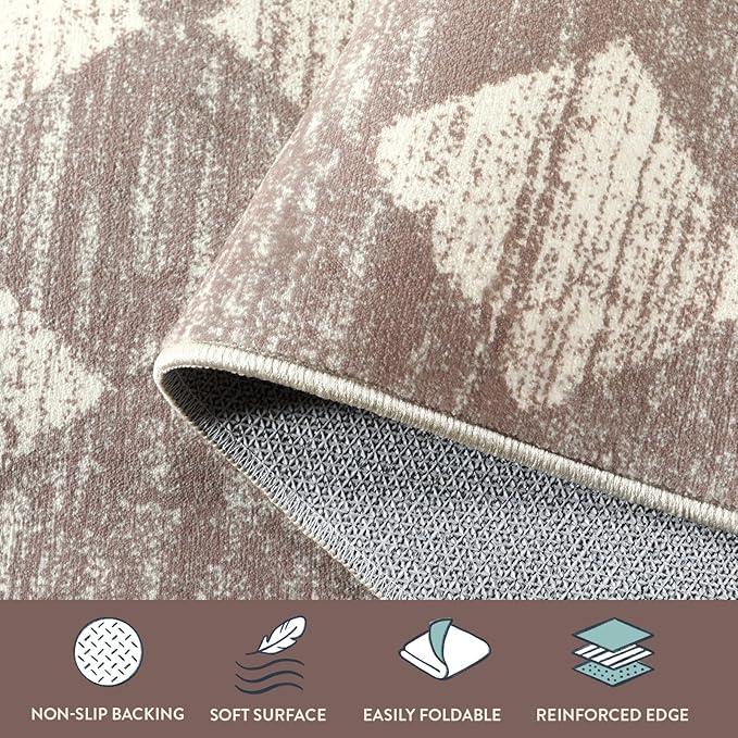 Lahome Moroccan Treills Runner Rug - 2x6 Beige Washable Rug Runner Carpet Runners for Hallway 6ft Non Skid, Checkered Faux Wool Long Kitchen Bathroom Non Skid Runners for Bedroom Hallway Entryway