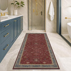 2x6 Turkish Kitchen Runner Rugs Non Skid Washable - Washable Rug for Hallway, Bedroom Bedside, Bathroom, Laundry Room, Hallway, Non Slip with Rubber Backing, Oriental Dark Red Kitchen Accessories