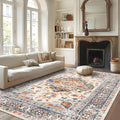 VK VK·LIVING Machine Washable Rug 6'x9' Vintage Design Washable Area Rugs with Non Slip Rugs for Living Room Bedroom Traditional Woven Carpet Stain Resistant, Dining Office Boho Rug, (Bright)