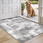 LUMI Ultra Thin Door Mat, 36x59 Non Slip Indoor Doormat Entrance Washable Rugs Entryway Oriental Vintage Soft Carpet for Kitchen Bedroom Front Door, Grey